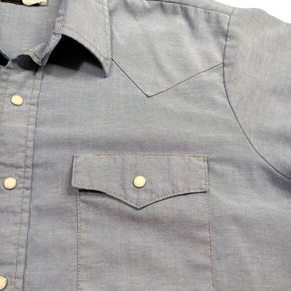 Saddle King Western Men's Pearl Snap Short Sleeve Sz L 16 - 16 1/2 (faded tag) - Picture 7 of 9